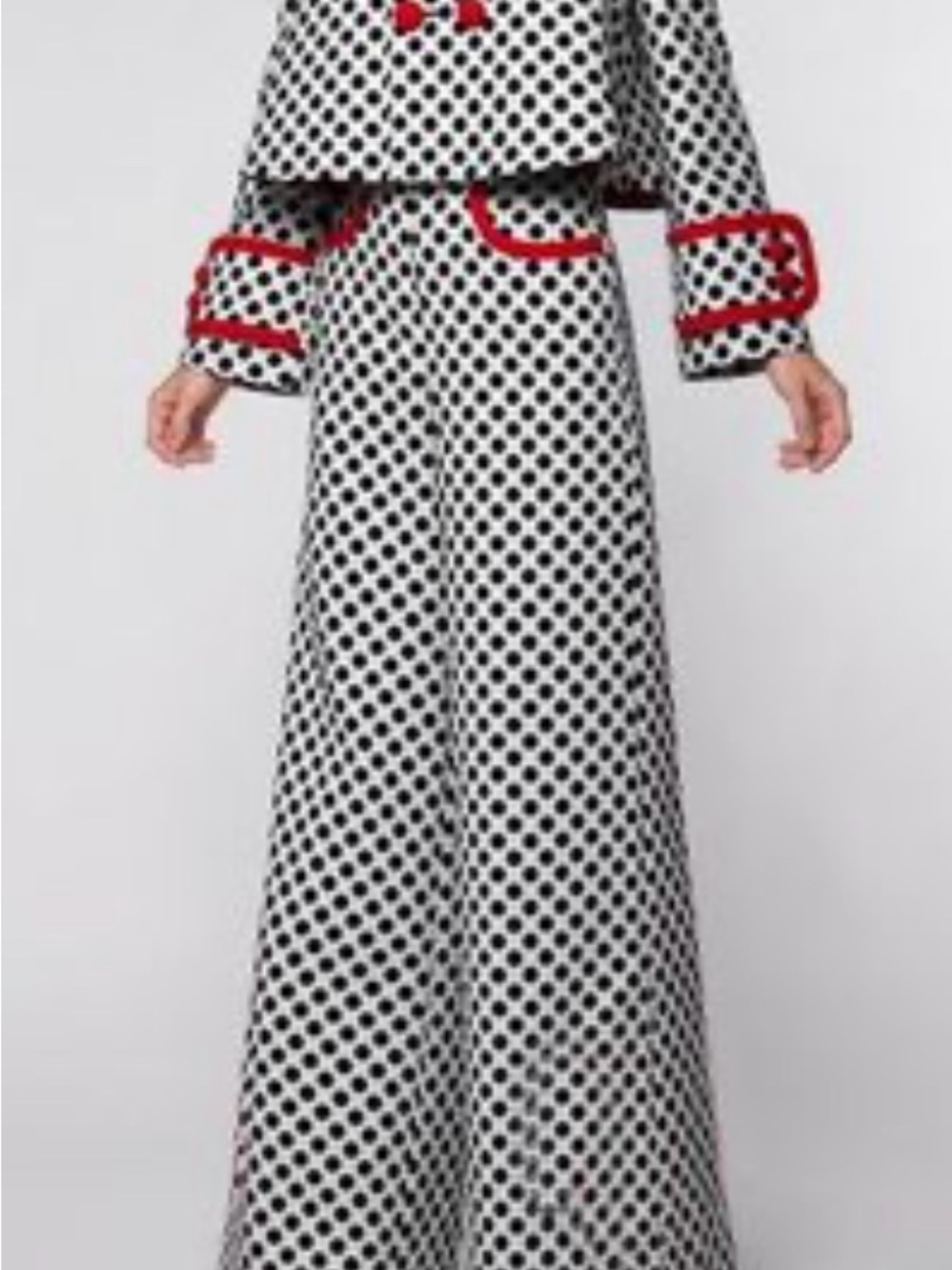 KOANDAILY Black Polka Dot Pants with Red Trim - Picture 2 of 6